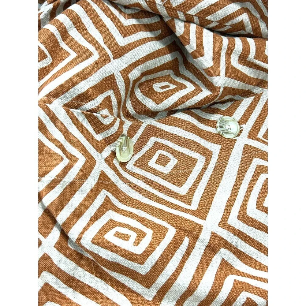 West Elm Sz Twin Diamond Abstract Duvet Cover Brown Cream 36W X 73L 1092Rck